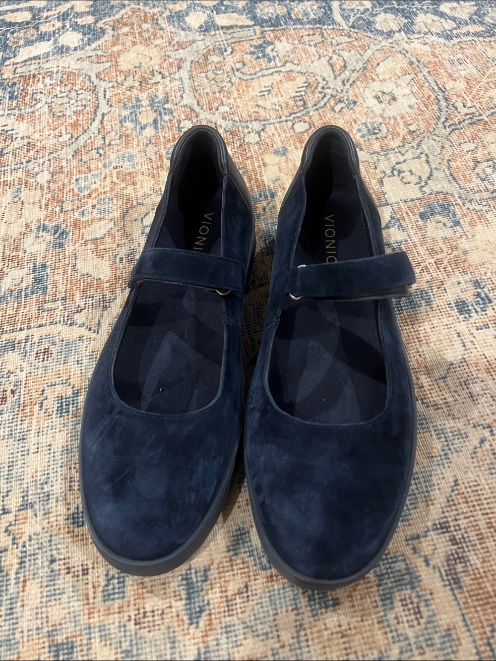 Vionic Black Uptown Maryjane Suede Strap Flats size 41/10
